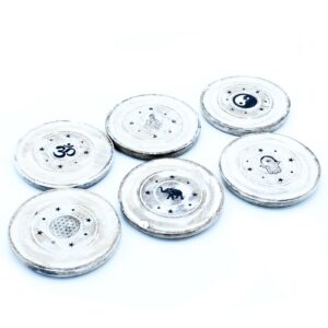 6x Porta-inciensos con acabado en blanco - Conos y platos incienso