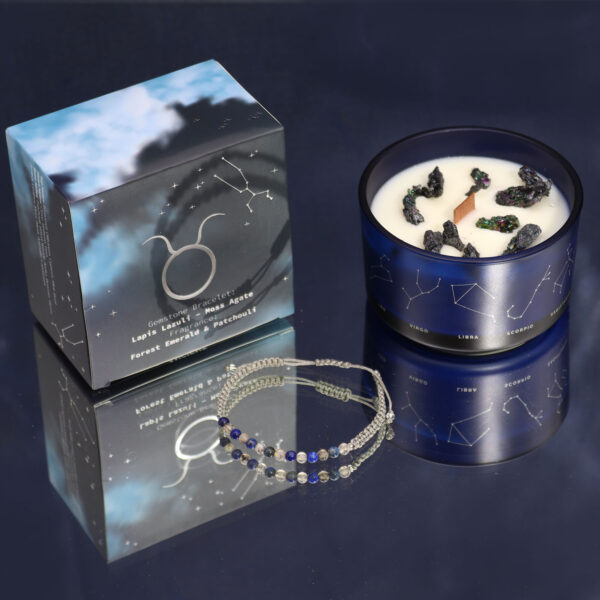 Vela de Cristal del Zodíaco con Pulsera de Piedras Preciosas - Tauro - Imagen 2