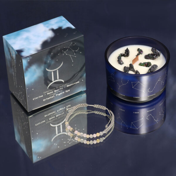 Vela de Cristal del Zodíaco con Pulsera de Piedras Preciosas - Géminis - Imagen 2