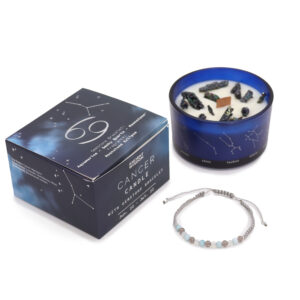 Vela de Cristal del Zodíaco con Pulsera de Piedras Preciosas - Cáncer