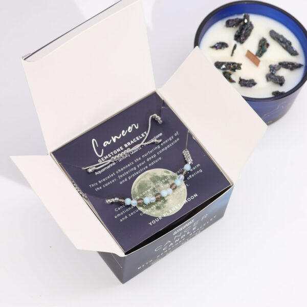 Vela de Cristal del Zodíaco con Pulsera de Piedras Preciosas - Cáncer - Imagen 3