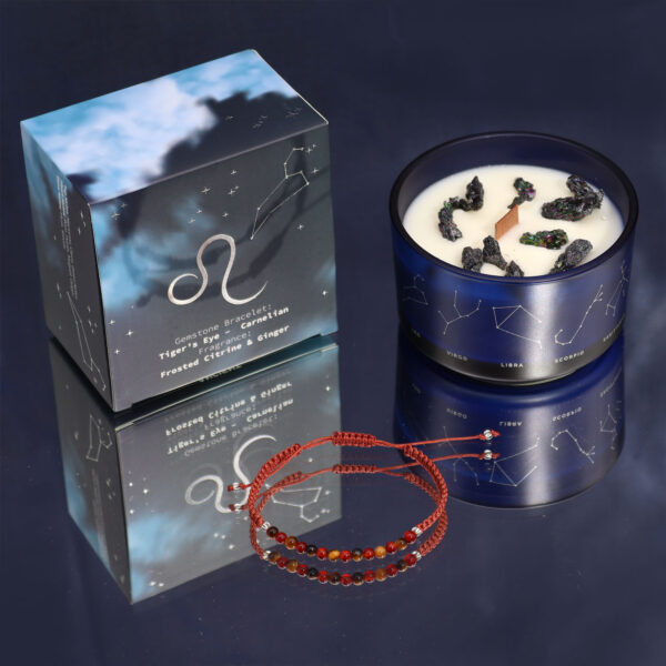 Vela de Cristal del Zodíaco con Pulsera de Piedras Preciosas - Leo - Imagen 2