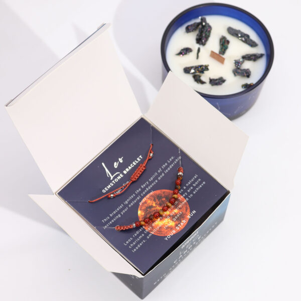 Vela de Cristal del Zodíaco con Pulsera de Piedras Preciosas - Leo - Imagen 3