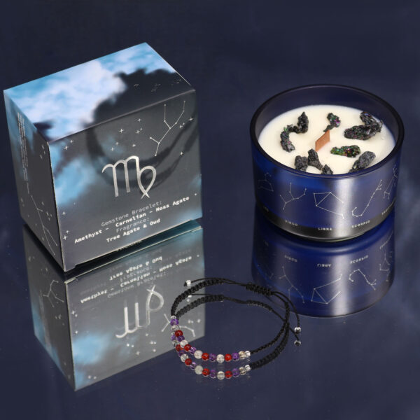 Vela de Cristal del Zodíaco con Pulsera de Piedras Preciosas - Virgo - Imagen 2