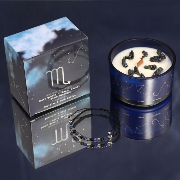 Vela de Cristal del Zodíaco con Pulsera de Piedras Preciosas - Escorpio - Imagen 2