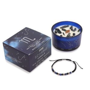 Vela de Cristal del Zodíaco con Pulsera de Piedras Preciosas - Escorpio