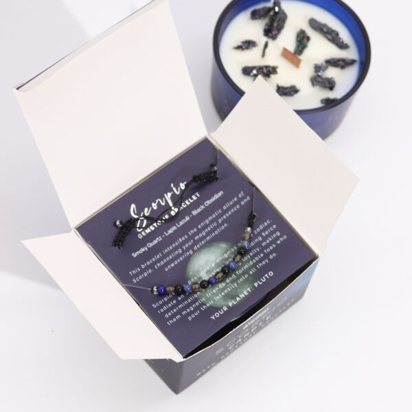 Vela de Cristal del Zodíaco con Pulsera de Piedras Preciosas - Escorpio - Imagen 3